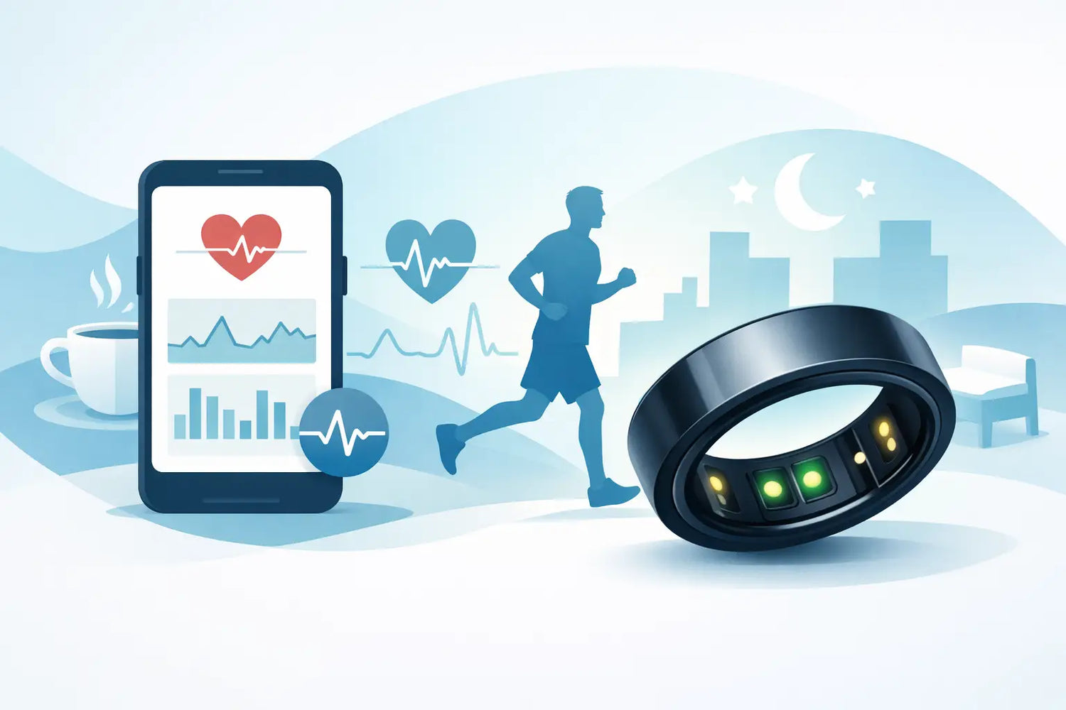 Smart Ring mit Pulsmessung im Alltag